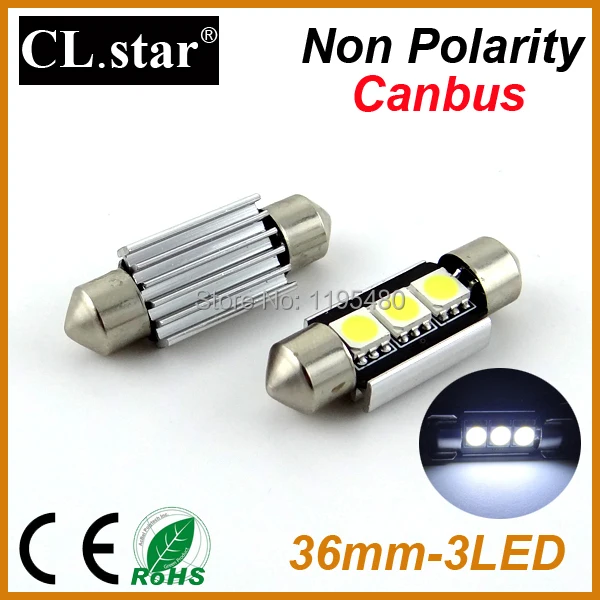 10 шт. без полярности 100% ошибок C5W 36 мм 3smd canbus festoon 6418 6461 светодиодный внутренний