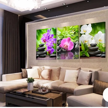 

3 Piece Home Decoration Modern Canvas Wall Art Stone Flower Oil Painting Picture Print on Canvas for Livingroom No Frame HY89