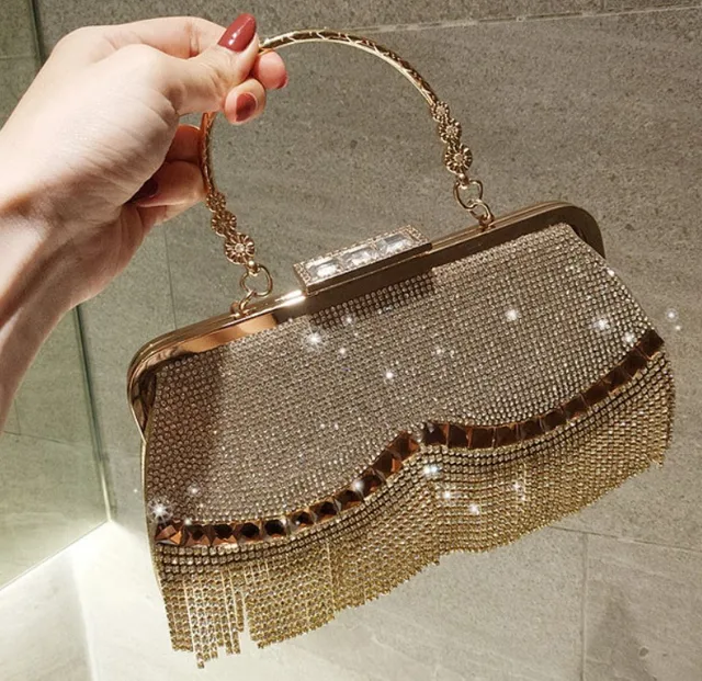 Female Diamond Handbag Vintage Crystal Design Evening Bag Wedding Party