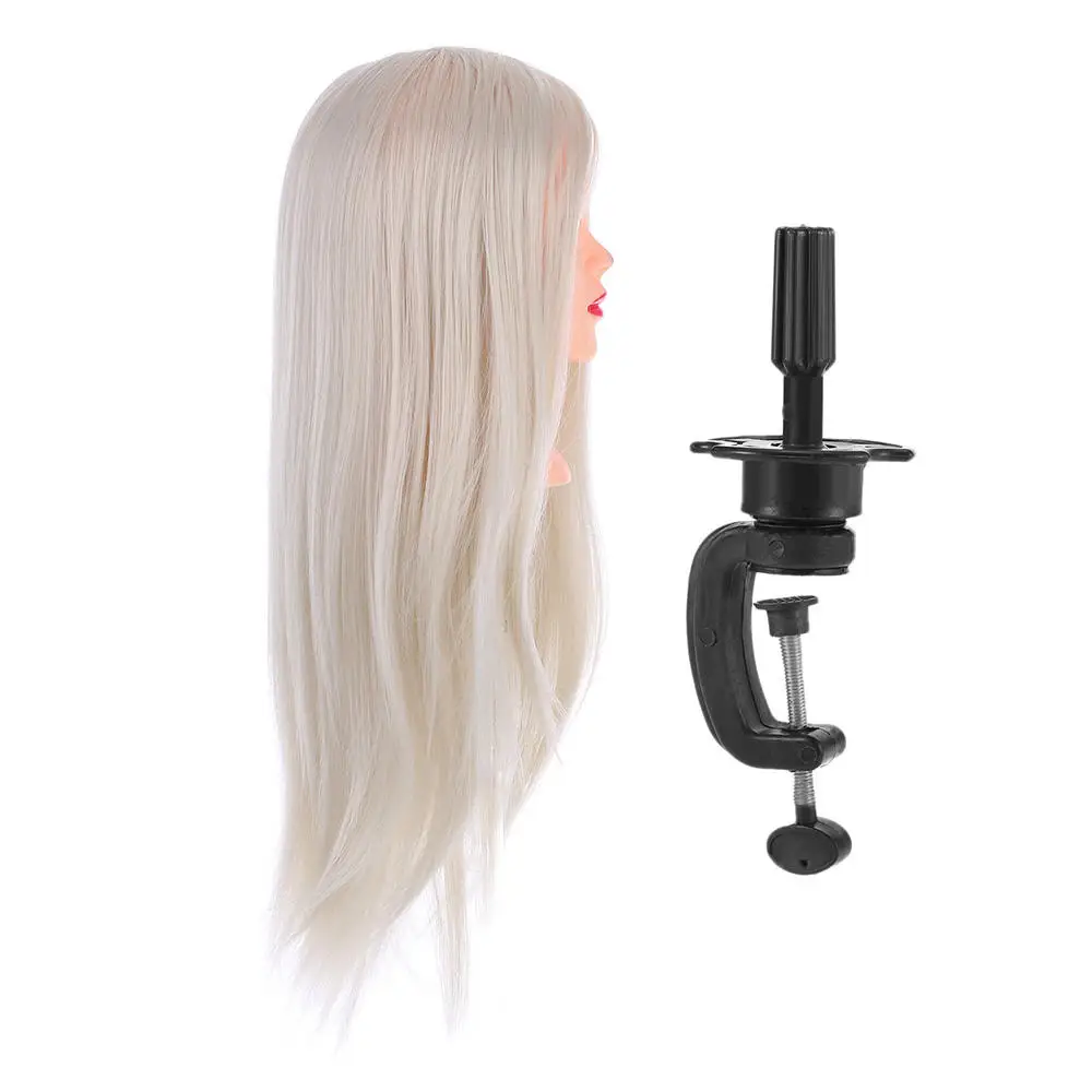 

CAMMITEVER 20" Hairdressing Training Head Mannequins for Women Long Blonde Hair Salon Dummy Head Model & Clamp