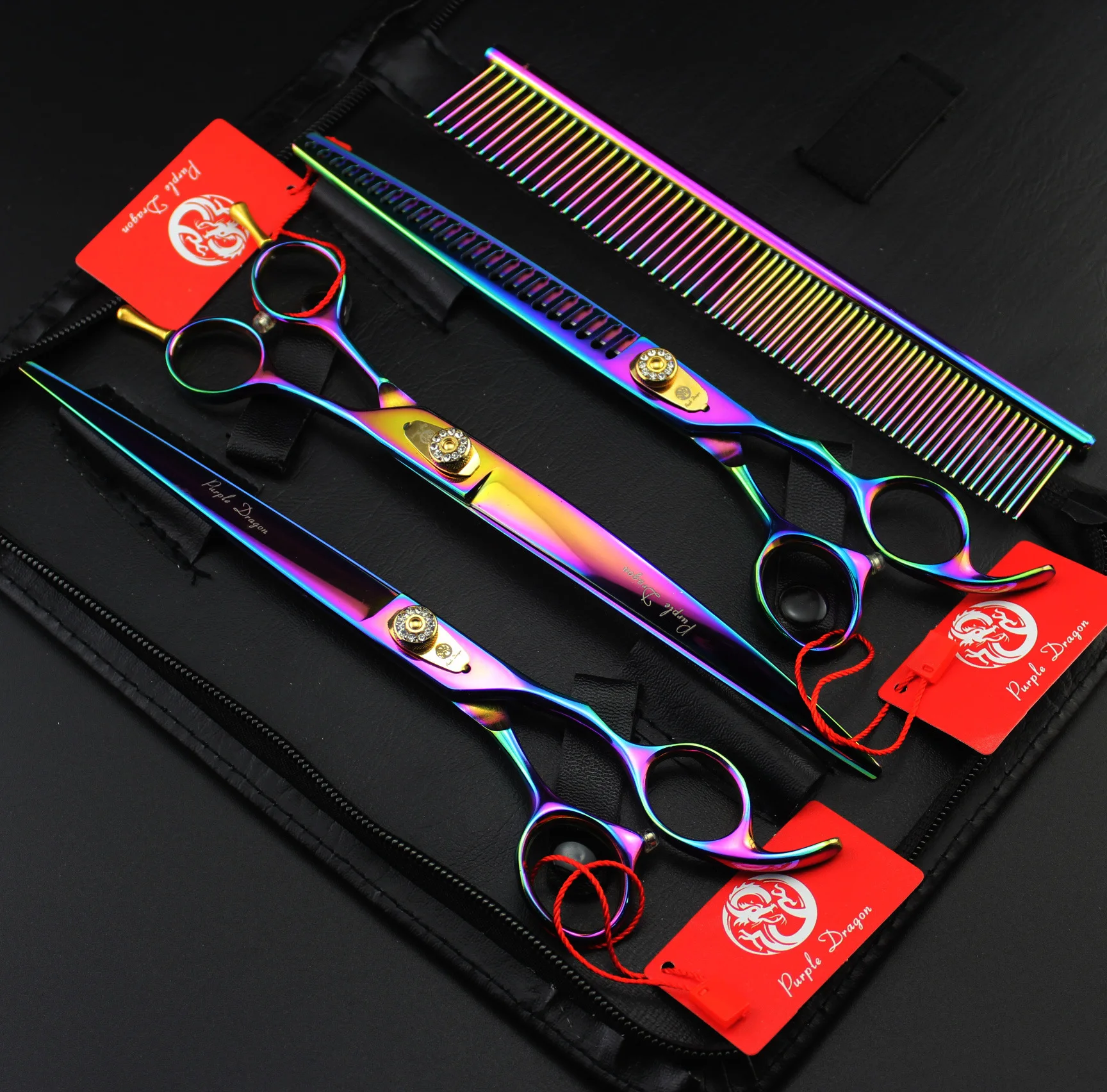 

Japan 440C 8.0Inch 3Pcs/Set Pet Grooming Scissors Silver Dog Shears