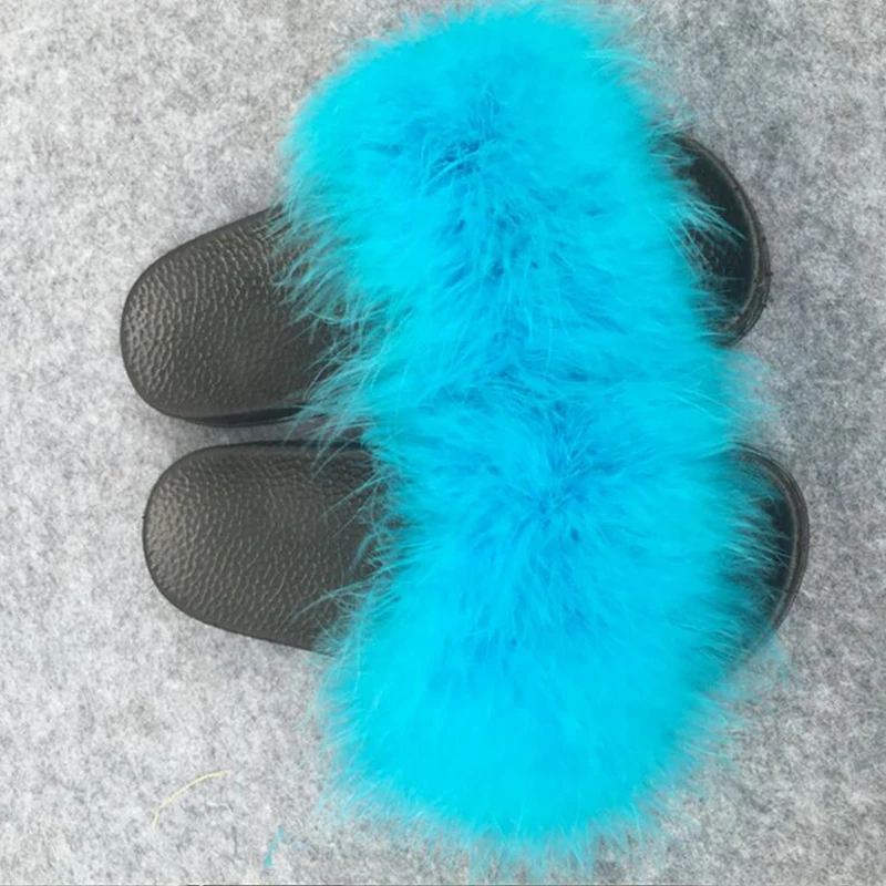 Женские тапочки; zapatos mujer; женские Ползунки; пушистое страусиное перо; мех; плоская подошва; Новинка; женские повседневные домашние тапочки; Вьетнамки; сезон осень