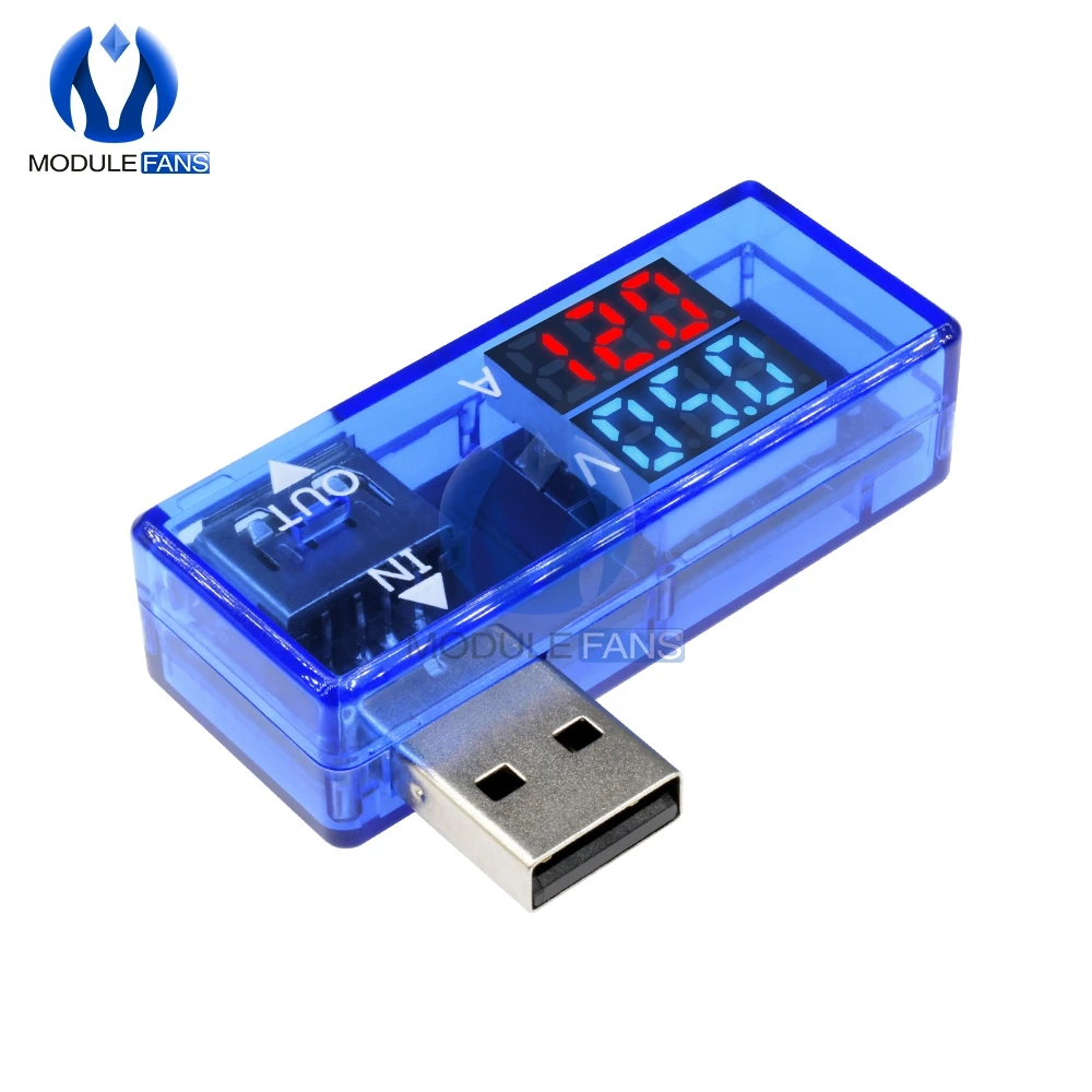 Digital Display Mini 5v Usb Current Voltage Meter Tester Red Blue
