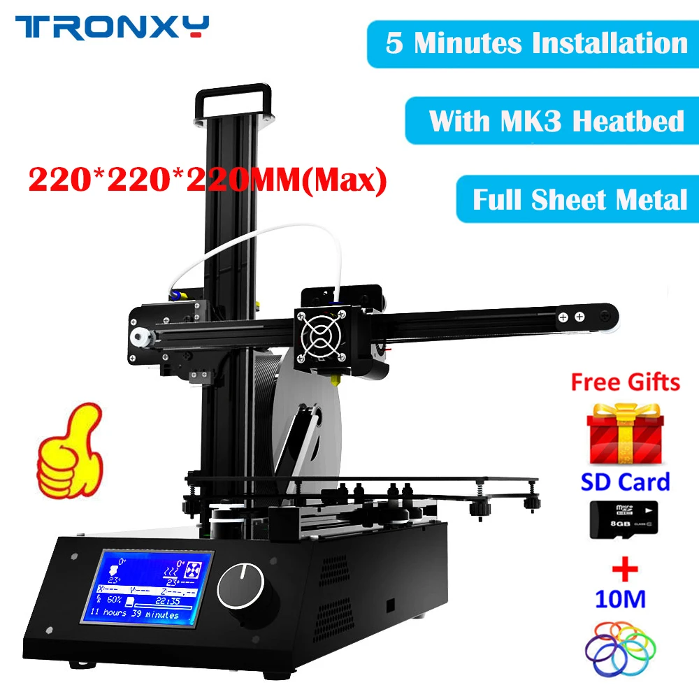 

Tronxy 3 d printer High Quality 3D Printers 2018 kits DIY Full sheet Metal architecture machine Reprap impresora 3D +MK3 Heatbed