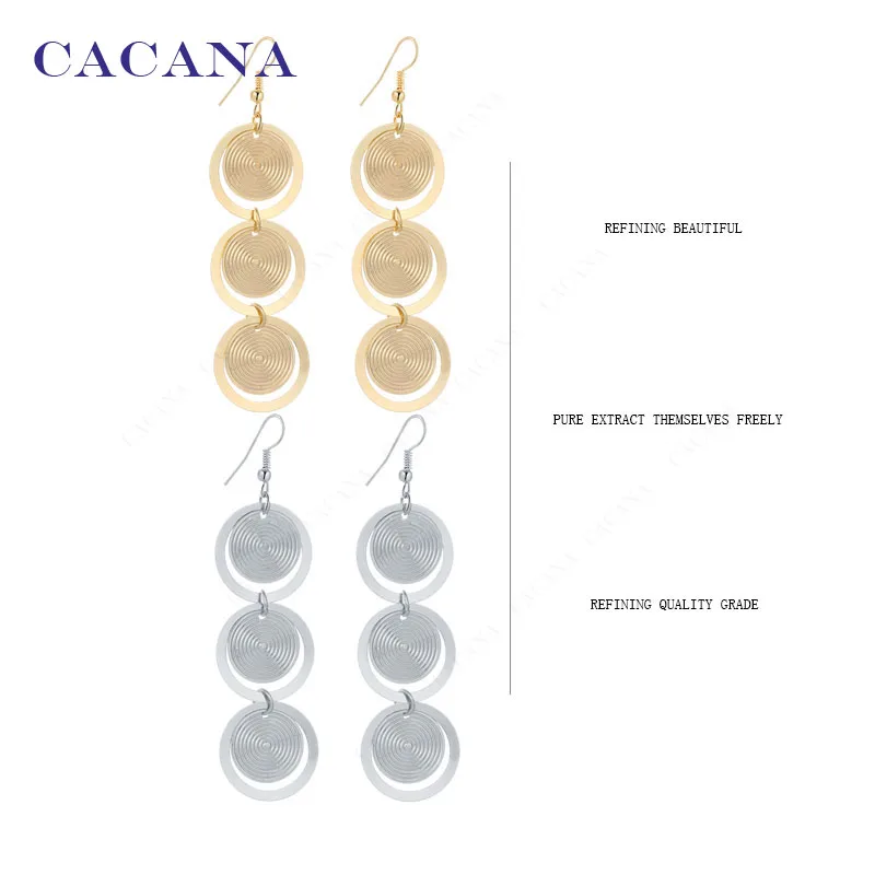 CACANA Dangle Long Earrings With 3 Big Rounds Top Quality For Women Bijouterie Hot Sale No.A97 A98