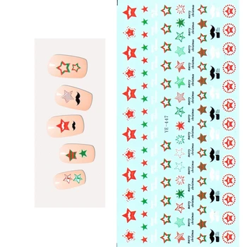 

1X WATER DECAL NAIL STICKER CHRISTMAS XMAS STAR MUSTACHE BALL BLACK WHITE ANCHORS YE447-452