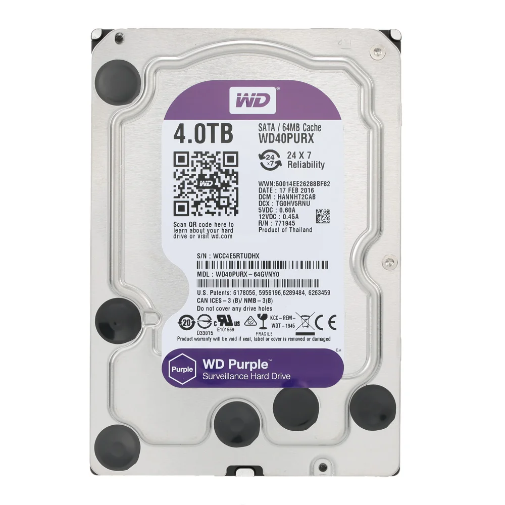 

Western Digital WD Purple 4TB Surveillance Hard Disk Drive Desktop Internal HDD IntelliPower RPM SATA 6Gb/s 64MB Cache 3.5-inch
