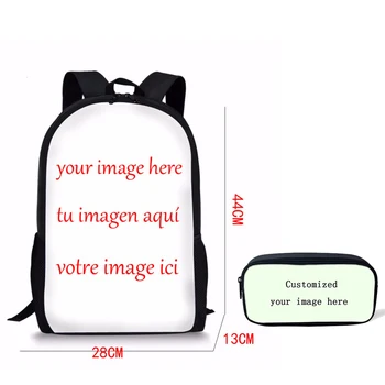 

INSTANTARTS Custom Your Image Logo Backpack Personalized Student Orthopedic School Bag Set Daily Bagpack Print Children Satchel