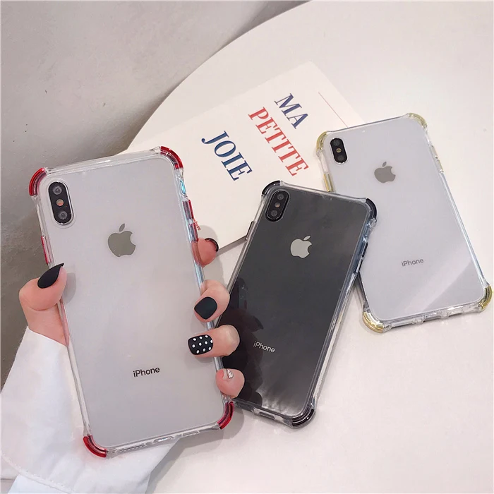 

6 case clear crystal anti knock case for iphone 7 colorful transparent shockproof soft case for iphone 8 7 6 6s plus x xr xs max