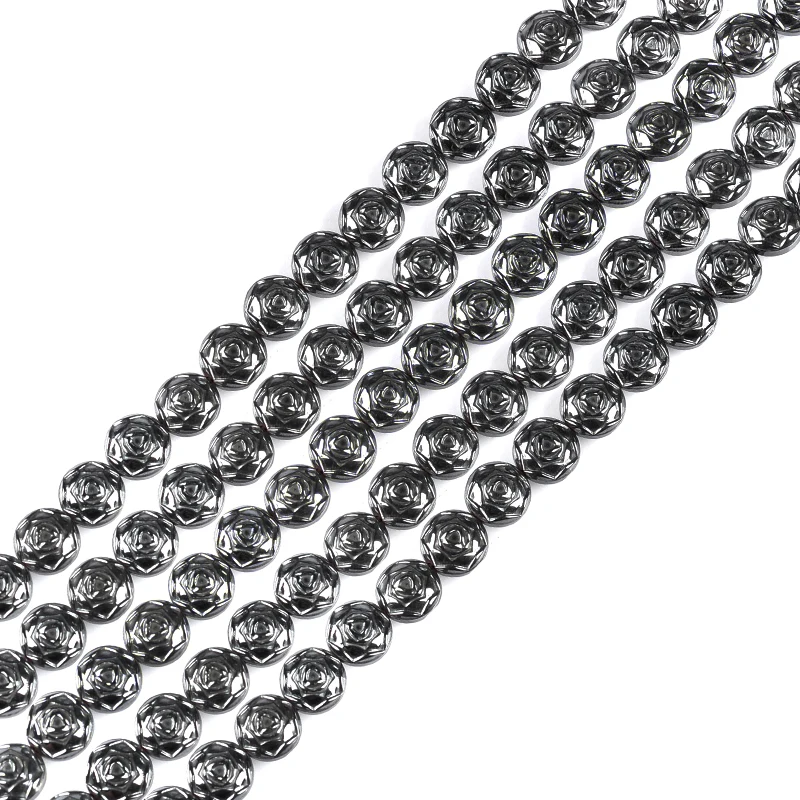 

AAA Natural Stone Hematite Beads Rose Flower Loose Bright Beads 8*8mm 50Pcs for DIY Necklace Bracelet Jewelry Making Accessories