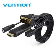 Vention HDMI конвертер VGA кабель с 3,5 мм аудио HDMI адаптер VGA с Мощность 1080 для Xbox 360 PS3 ноутбука ТВ к проектору 2 м