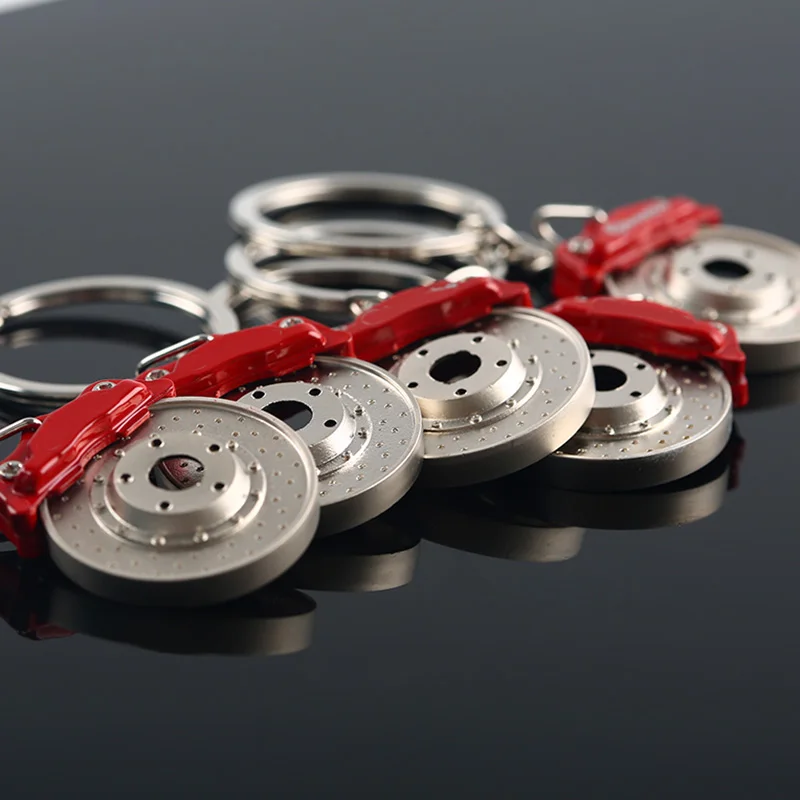 

LOT 5PCS Spining Disc Brake Calipers Shape Auto Parts Keychain Key Chain Ring Keyfob Keyring 1PCS Turbo NOS