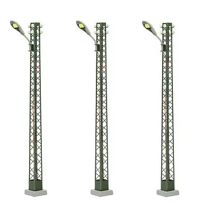 LQS59HO 3pcs Model Railway lights Lattice Mast lamp Track light HO Scale Layout 1