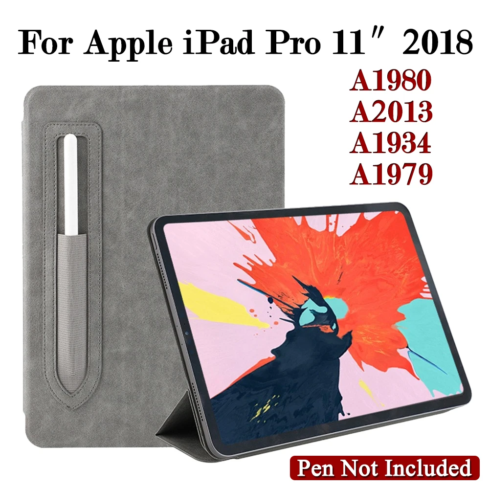 

Case on for iPad Pro 11 2018 Covers Coque Shockproof Folding Magnetic Adsorption Flip Cover Protection Cases Stand Pen Groove