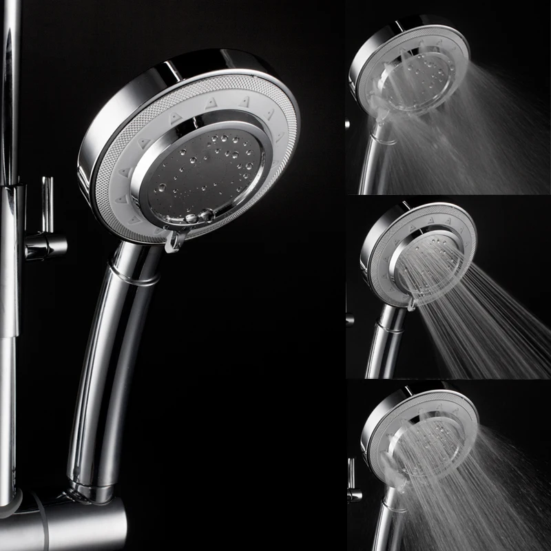 Azos Shower Head Abs Plastic Chrome Three Functions Pressurized