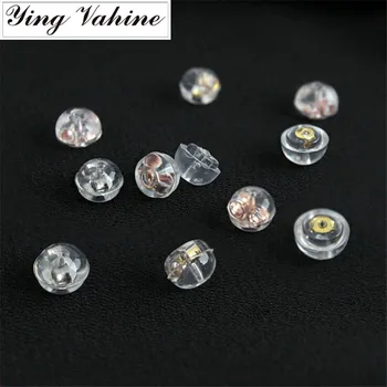 

ying Vahine 10 Pairs 925 Sterling Silver Round and Semicircular Stud Earrings Silicone Plugs for Women
