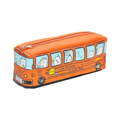Kawaii креативный чехол для карандашей школьный автобус Большая вместительная автомобильная сумка для карандашей канцелярская ручка Коробка органайзер сумка принадлежности для детей подарок - Цвет: Оранжевый