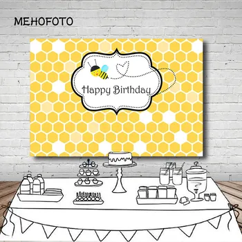 

Vinyl Photography Background Birthday Party Royal Baby Shower Yellow Bee Hive Dessert Table Decor Backdrop Photo Studio