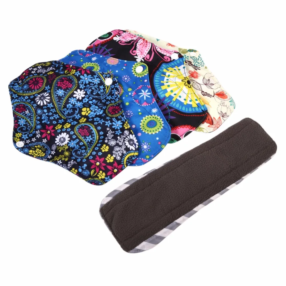 

1PC 18 * 25cm Menstrual Pads Reusable 5 Colors Charcoal Bamboo Cloth Menstrual Pads Washable Sanitary Towel Panty Maternity Pads