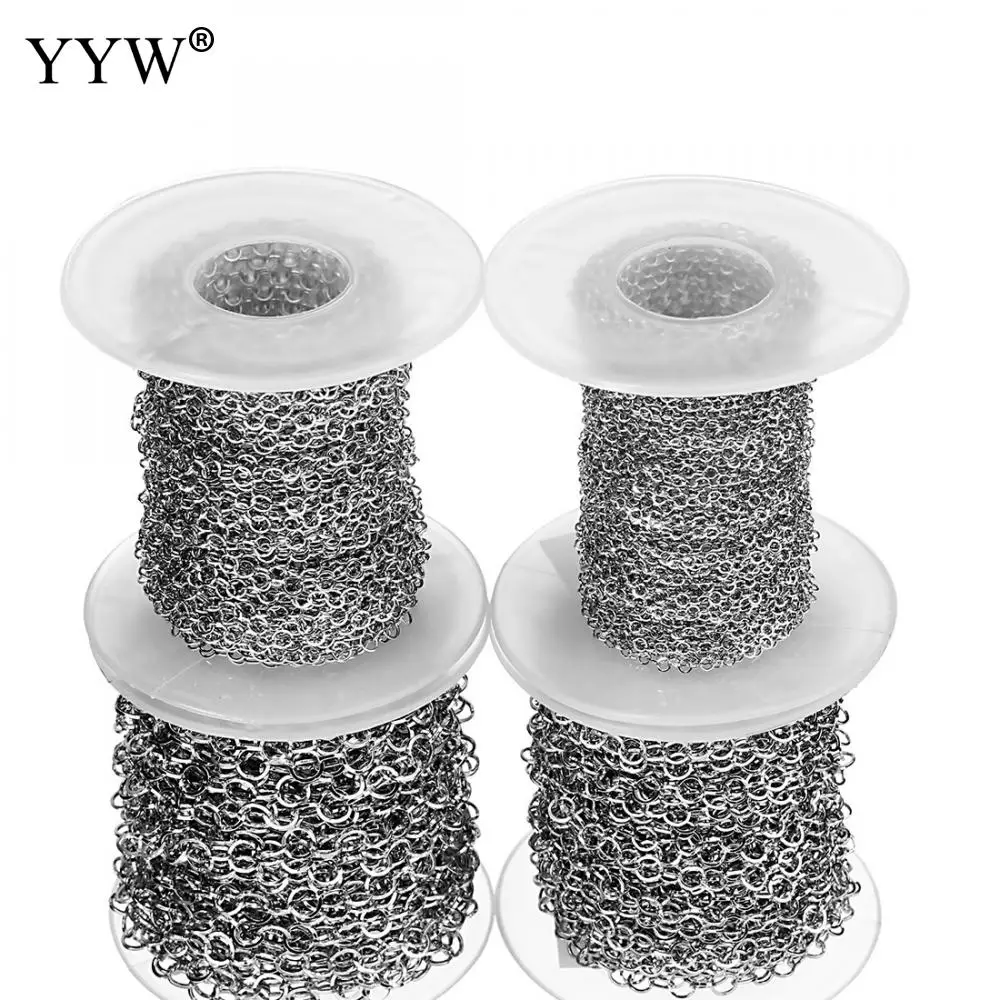 10yards/Spool 2/3/4/5mm Original Color Stainless Steel Textured Flat