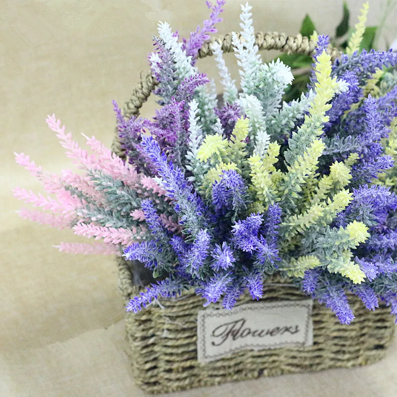 Flone 5 Branch Romantic Provence Lavender Artificial Flower Bouquet Simulation Plastic Flowers Wedding Home Party Decor Plants (1)