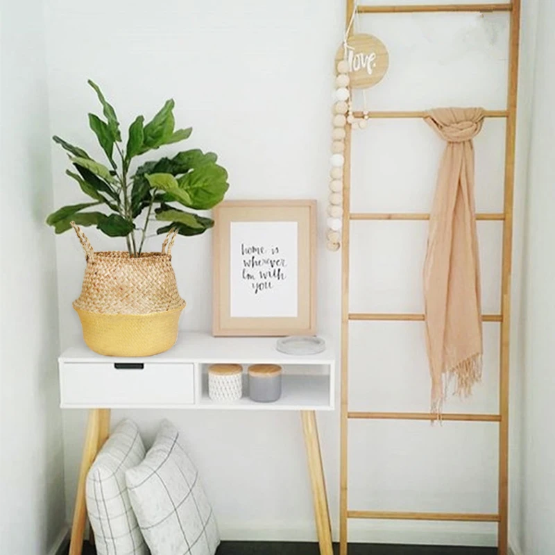 

Foldable woven storage basket Decorative Garden Flower Pot Rattan Baskets Home bathroom organiser laundry basket
