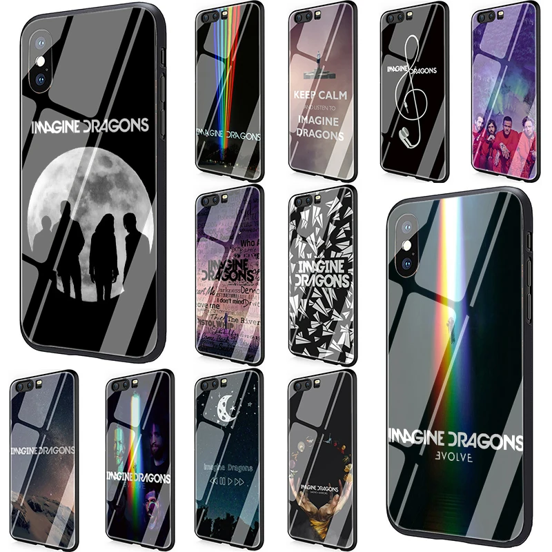 

night music imagine dragons Tempered Glass phone case for Huawei Y6 Y9 Honor 7A 8X 9 10 Mate 20 P10 P20 P30 Lite Pro P Smart