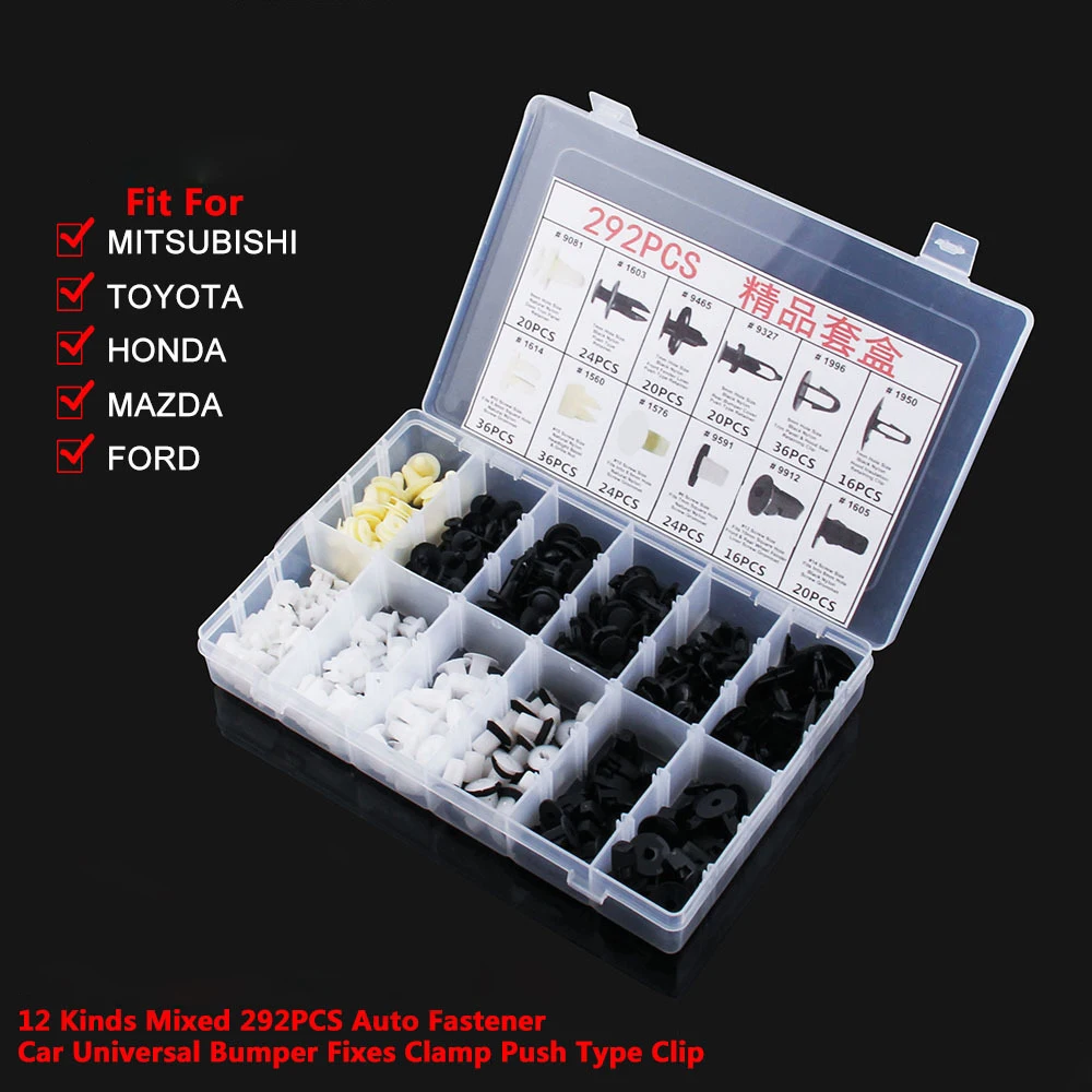 

292pcs Fender Door Hood Bumper Fastener Clip BODY Retainer Assortment For Toyota