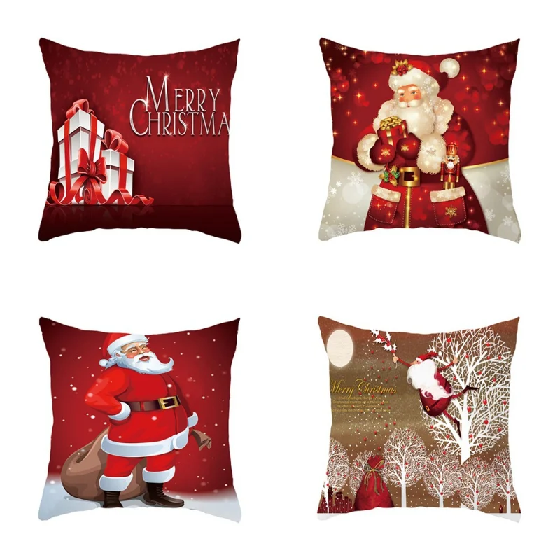 Рождественский стиль, хлопок, лен, наволочка, с рождеством, Санта Клаус, для дома, в римском стиле, декоративные подушки, нордический, счастливый, новогодний подарок, W1