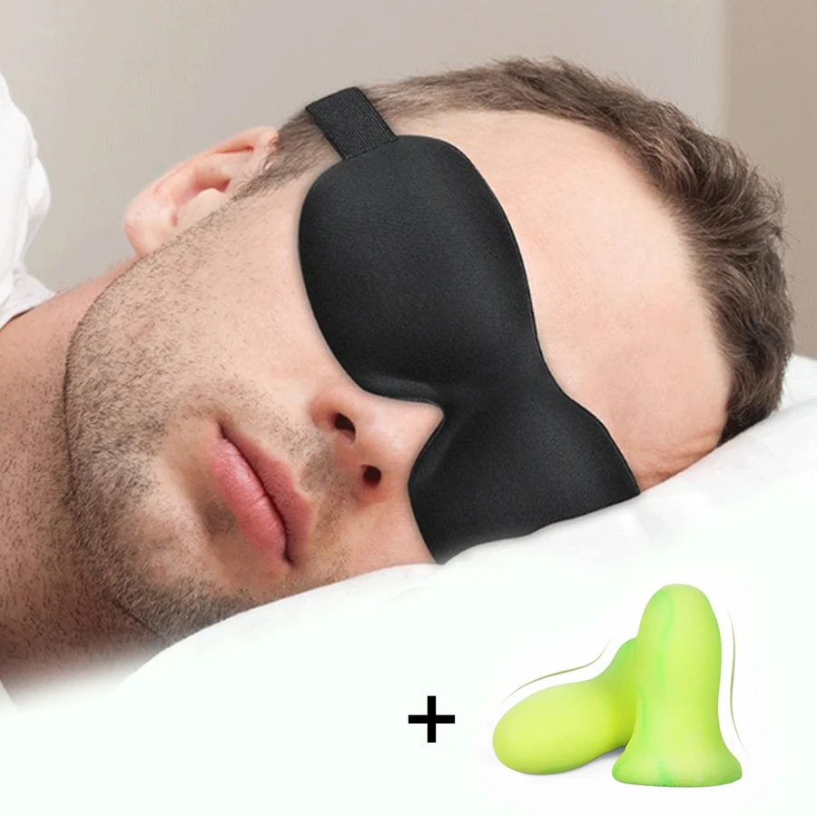 Beste Verbeterde eyeshade totaal blockout met oordopjes ruisonderdrukking slapen aid voor travel rest vrouwen mannen blinddoek sleep eye maskers
