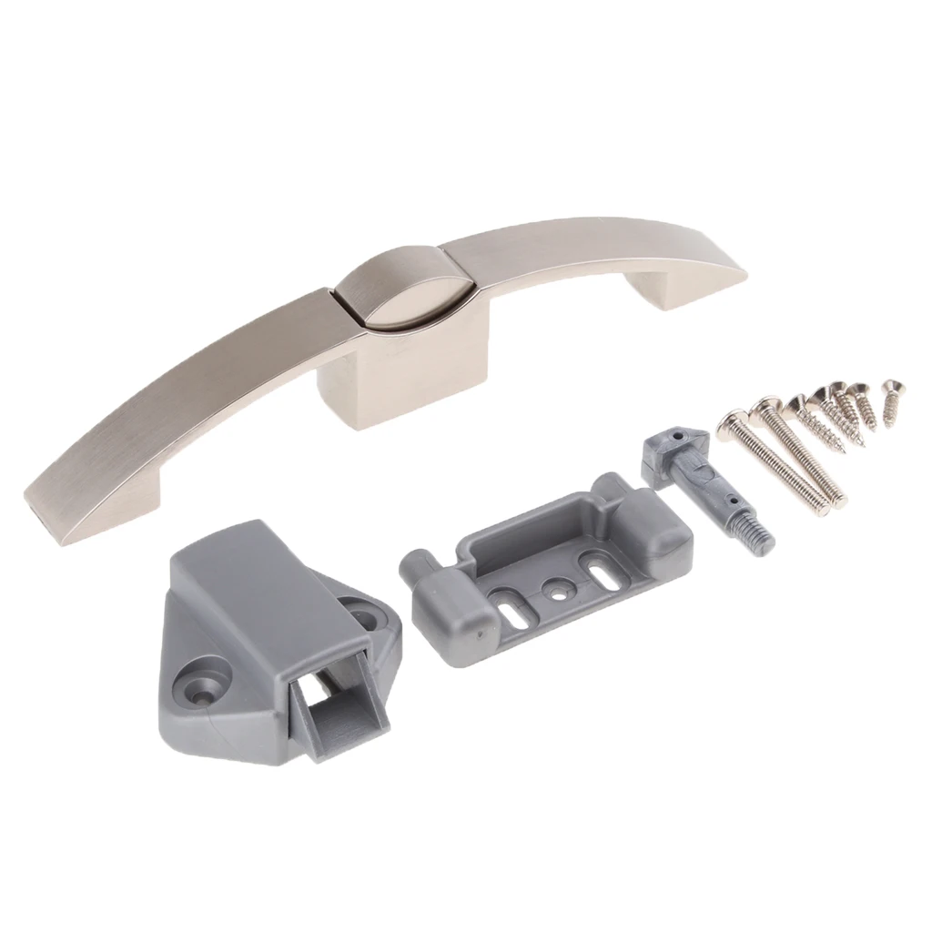Solid Push Button Pull Handle Latch Lock Knob for Cupboard, Door, Cabinet, RV, Durable
