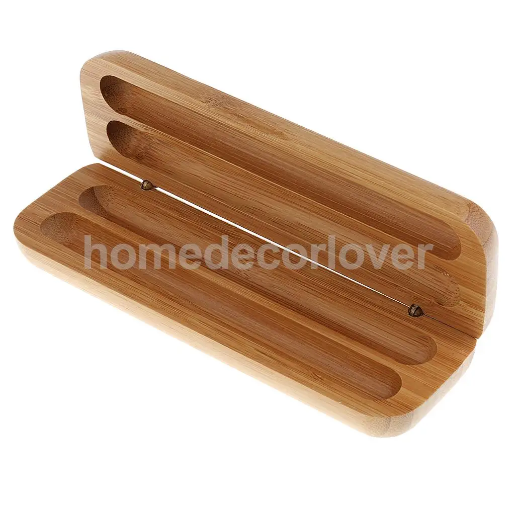 Durable Finest Bamboo Pencil Case Fountain Pen Storage Box Container Craft for House Office Ornament Beige