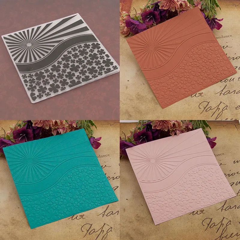 15x15cm Wavy Sun Sunny Embossing folders Plastic Embossing Folder For
