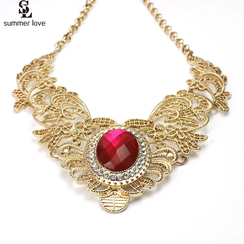 Роскошный цветочный дизайн массивная цепь крупное ожерелье-чокер с подвесками ожерелье s Collier золотое ожерелье с кристаллами ювелирные изделия
