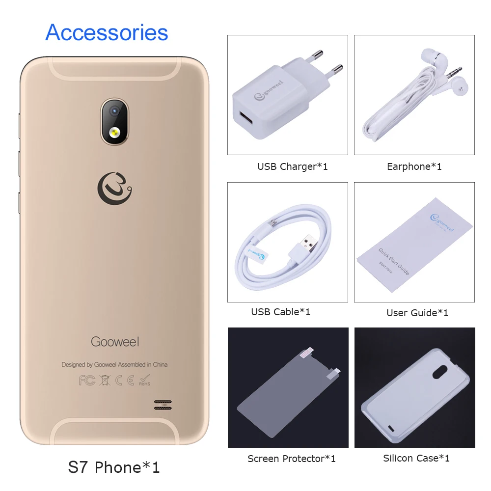 Оригинальный Gooweel S7 смартфон Face Unlock MTK6580 4 ядра 5 0 дюйма ips 3g мобильный телефон