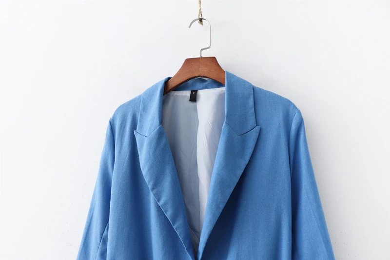 YNZZU шикарный однотонный синий Повседневный блейзер для женщин осень длинный рукав Женская рабочая одежда пояса женские куртки верхняя одежда Карманы AO974