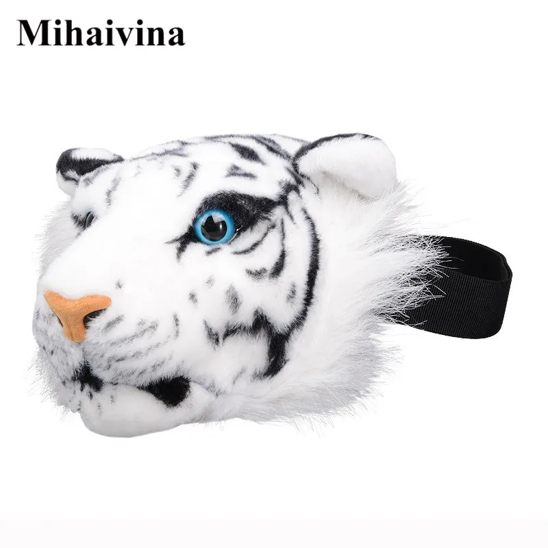 Меховые забавные сумки Mihaivina с головой тигра для женщин модная поясная сумка 3D