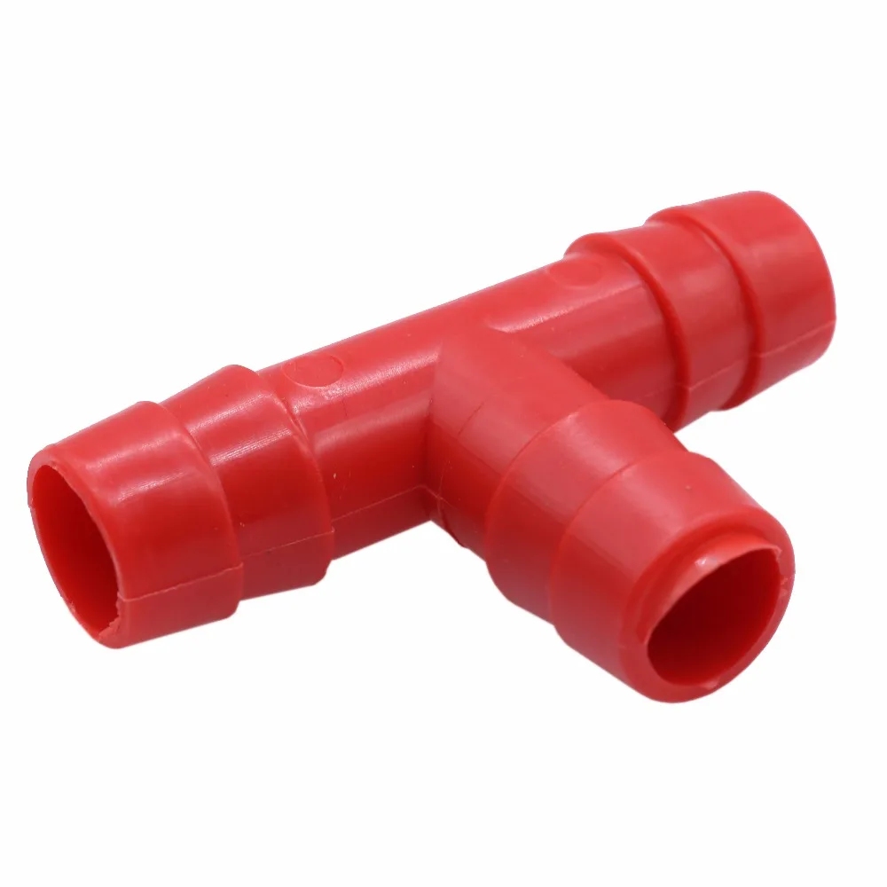 

Farming Supplies Plastic Tee Diameter 1cm Bird Rabbit Drinking Waterer Pipe Red Tee Pipe Chicken Waterer Fitting Quail Feeders