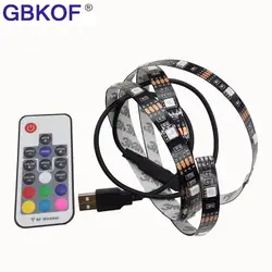 USB Светодиодные ленты 5050 RGB комплект черный печатной платы cuttable с 17key/3key РФ Пульт дистанционного управления 0.5 м/1 м/2 м комплект ip20/IP65