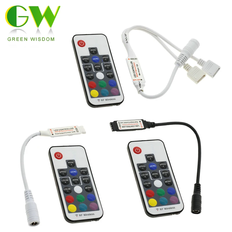 LED RGB Controler DC12V 17key RF Wireless Black /White /Double Remote Controller For RGB LED Strip