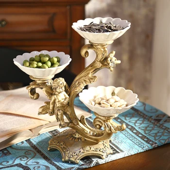 

Retro luxury European fruit plate Home Furnishing jewelry ornaments compartment tray table ornaments dry fruit