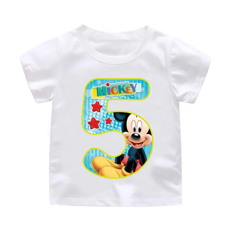 ZSIIBO Birthday T-shirt Boy Girl Letter Cartoon Mouse Print Summer short sleeve O-neck Tees Children clothing Kids tops CX6L102 - Цвет: Bai05