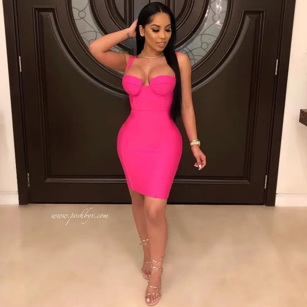 

2019 New Women elegant blue red strapless spaghetti strap vestidos bandage dress Evening Party Bodycon