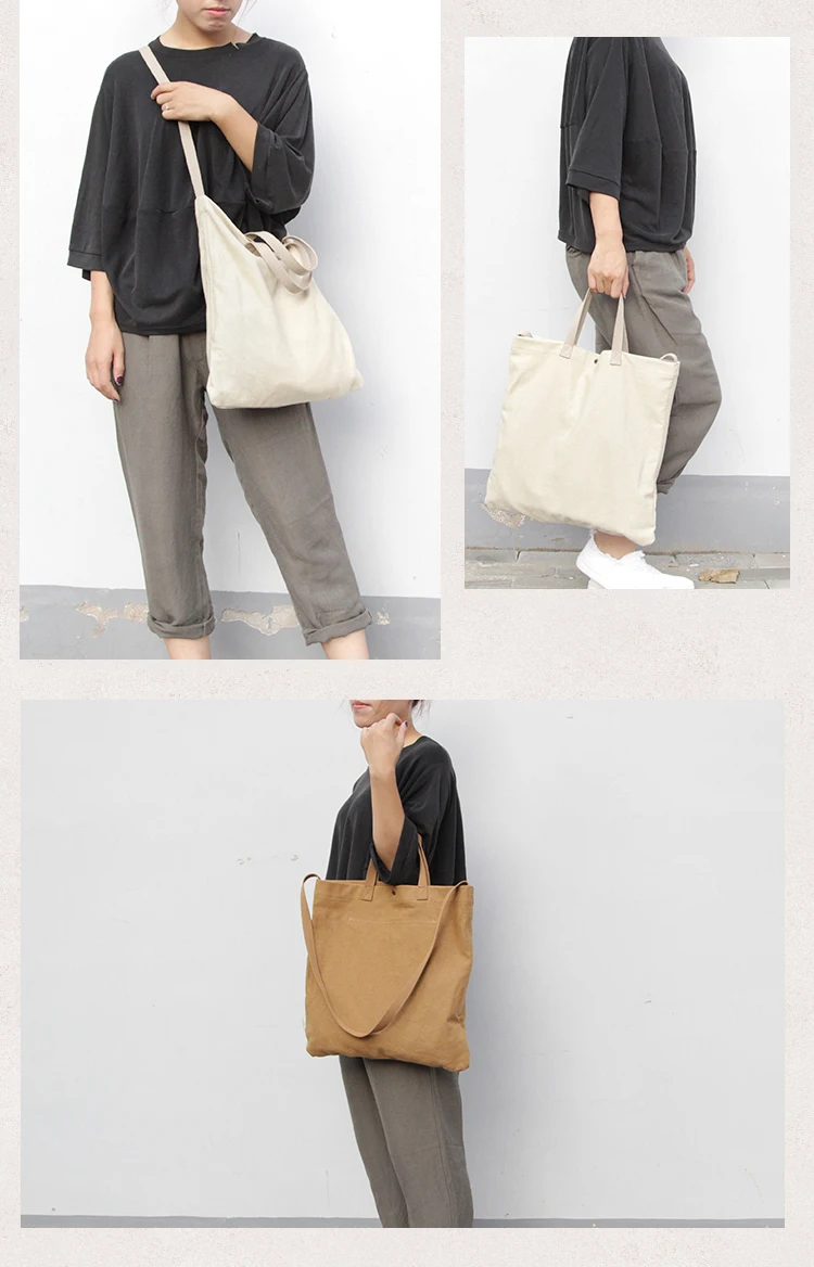 vintage simples portátil grande lona bolsa