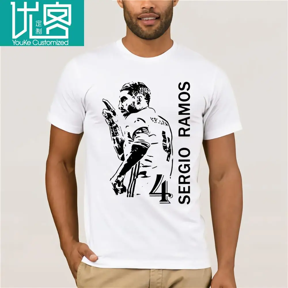 

Men's Short sleeve t-shirt Madrid Sergio Ramos La Liga Spain Espana 100% cotton t-shirt jersey fans for shirt