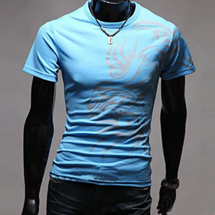 Модная Летняя мужская футболка с коротким рукавом и круглым вырезом, топы с принтом в китайском стиле, удобные мужские повседневные футболки M8694