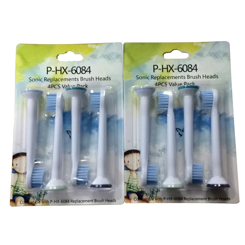 

4pcs HX6084 Electric Sonic Replacement Brush Heads Fits For Philips Sonicare Toothbrush Heads Kids Soft Bristles Flexcare New