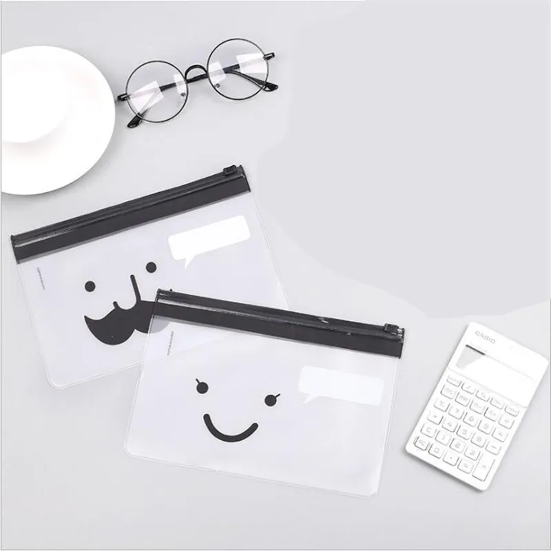 

Travel Cosmetic Bag Makeup Toiletry Wash Bag Transparent Smile Office Make Up Pencil Case Pouch Cute Cosmetic Case neceser mujer