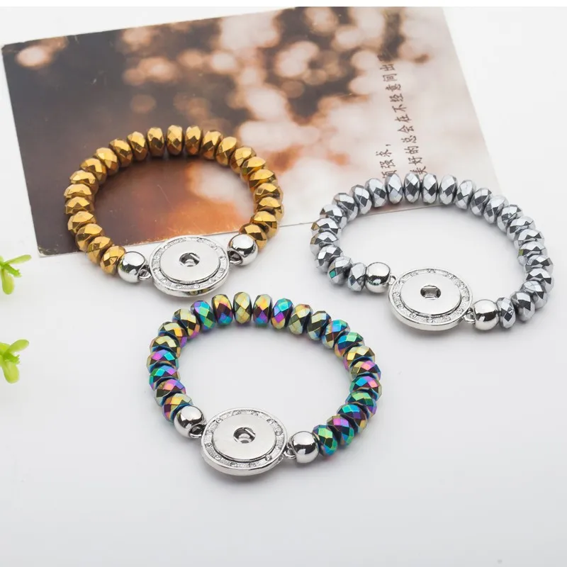 Женский эластичный браслет с бусинами и камнями Размер 20 см | Украшения