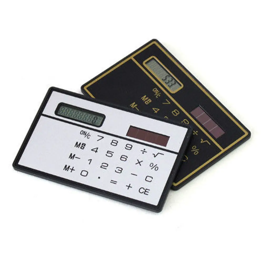 1pcs mini slim card handheld calculator solar power pocket card calculator